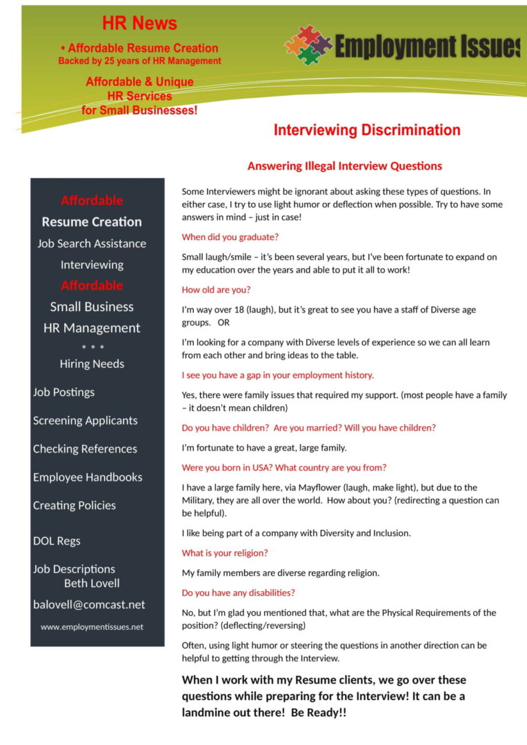 AA-HR Daily Newsletter-Answering Illegal Interview questions -10-29-2024-1